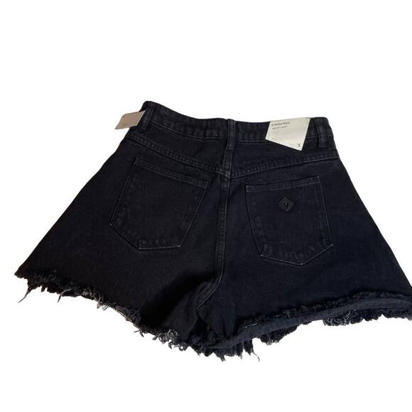 ABRAND Jeans Venice Luna Black High Rise Cut Off Denim Shorts NWT 27 - Picture 5 of 6